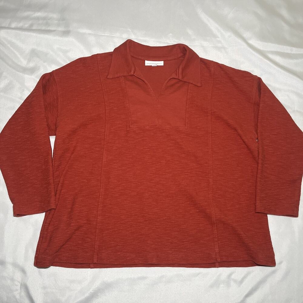 J Jill Pure Jill 100% Organically Grown Cotton Top Burnt Orange Knit Size XL